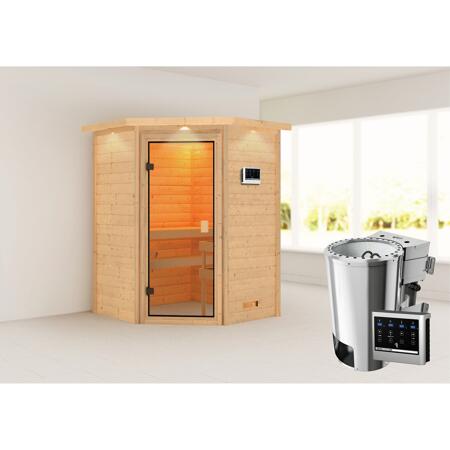 3. Bild von Massivholzsauna 'Antonia' natur 3,6 kW Bio-Ofen, Steuerung Easy, Kranz, Glastür 173 x 159 x 191 cm
