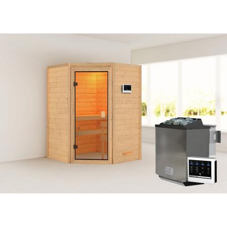 3. Bild von Massivholzsauna 'Antonia' natur 4,5 kW Bio-Ofen, Steuerung Easy, Glastür 145 x 145 x 187