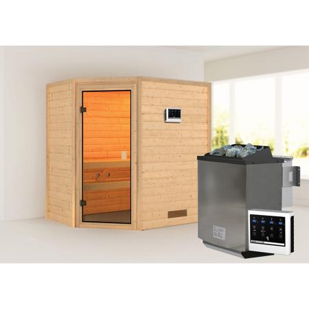 3. Bild von Massivholzsauna 'Jella' natur 4,5 kW Bio-Kombiofen, mit Steuerung Easy 195 x 145 x 187 cm