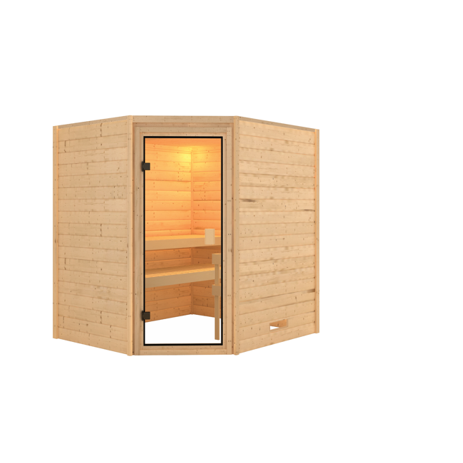 Bild von Massivholzsauna 'Elea' natur bronzierte Glastür 195 x 169 x 187 cm