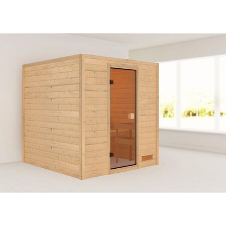 3. Bild von Massivholzsauna 'Jara' natur bronzierte Glastür 195 x 195 x 187 cm
