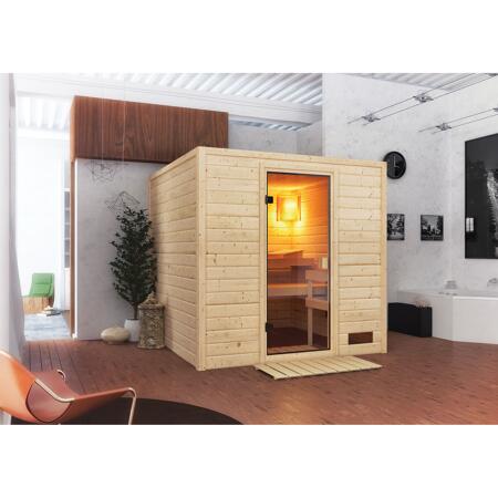 7. Bild von Massivholzsauna 'Jara' natur bronzierte Glastür 195 x 195 x 187 cm