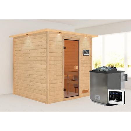2. Bild von Massivholzsauna 'Jara' natur 4,5 kW Bio-Ofen, Steuerung Easy, Kranz 223 x 209 x 191 cm