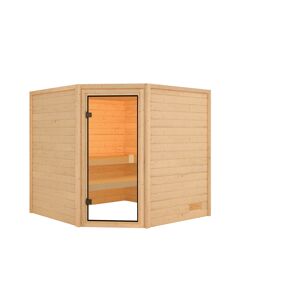 Massivholzsauna 'Tilda' natur bronzierte Glastür 195 x 195 x 187 cm