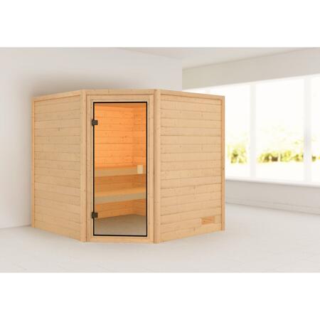3. Bild von Massivholzsauna 'Tilda' natur bronzierte Glastür 195 x 195 x 187 cm