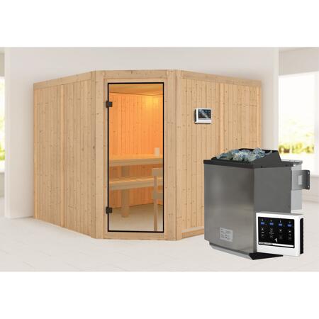 3. Bild von Elementsauna 'Ystad' natur 9 kW Bio-Ofen, Steuerung Easy, bronzierte Glastür 231 x 231 x 198 cm