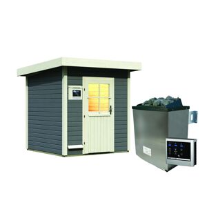 Saunahaus 'Taina' terragrau 9 kW Ofen, Steuerung Easy 196 x 196 x 228 cm