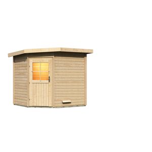Saunahaus 'Mayla' natur, Holztür mit Isolierglas 231 x 196 x 226 cm