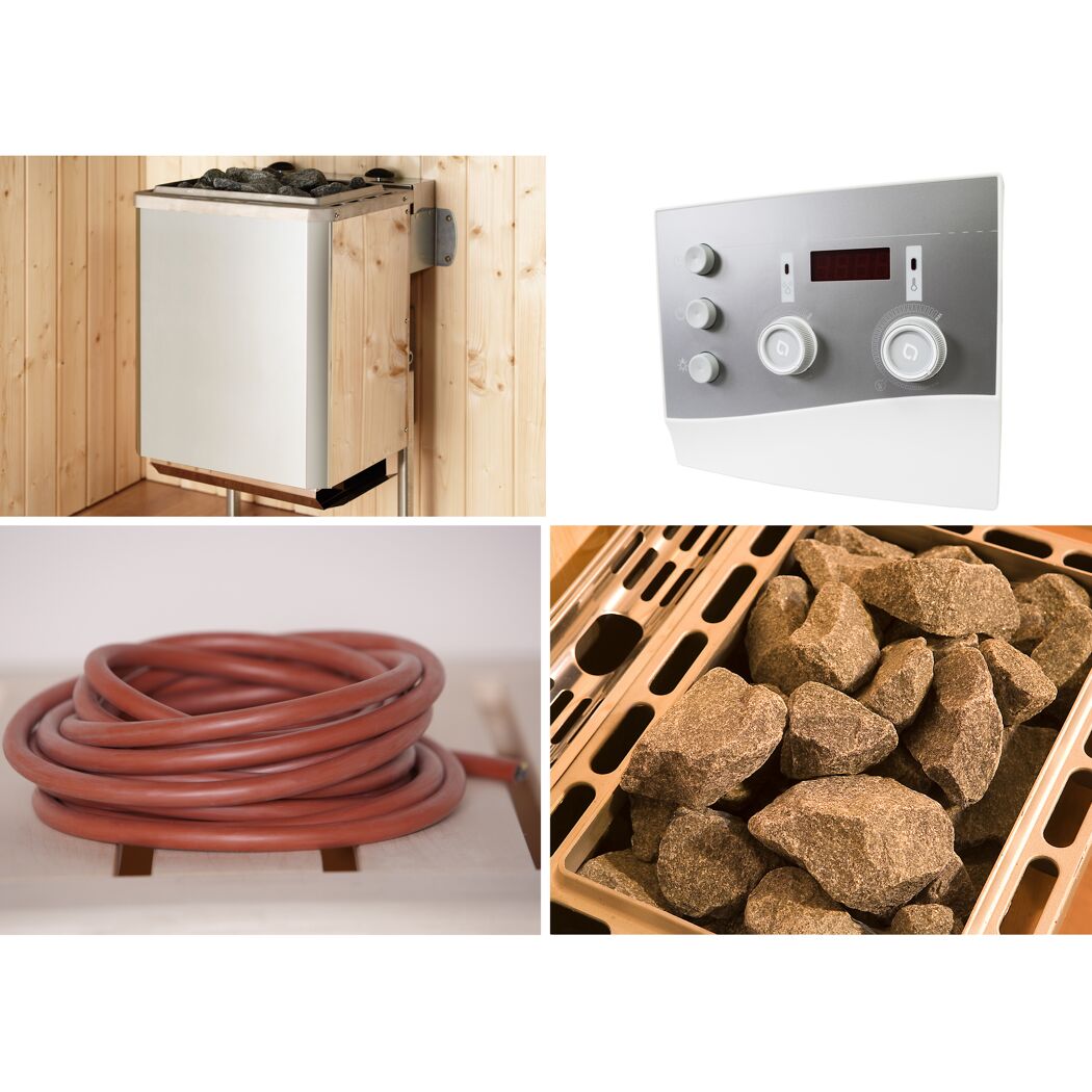 Saunaofen, Steuerung, Kabel und Saunasteine