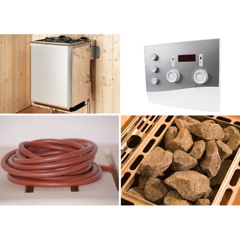 Saunaofen, Steuerung, Kabel und Saunasteine