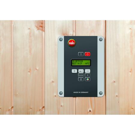 5. Bild von Premium-Massivholzsauna 'Turku 1' 195 x 178 x 205 cm mit Glastür, Leuchtenset und 7,5 kW BioS-Ofenset