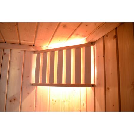 7. Bild von Premium-Massivholzsauna 'Turku 1' 195 x 178 x 205 cm mit Glastür, Leuchtenset und 7,5 kW BioS-Ofenset