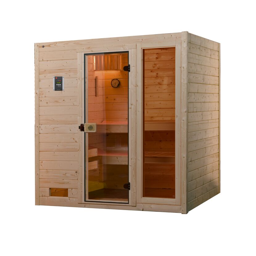 Valida Plus Sauna aus hellem Holz