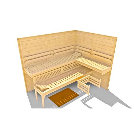 4. Bild von Massivholz-Elementsauna 'Kemi 4' Fichte natur, Glastür 188 x 188 x 200cm