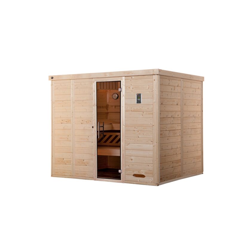 Design Sauna KEMI 5 aus hellem Holz