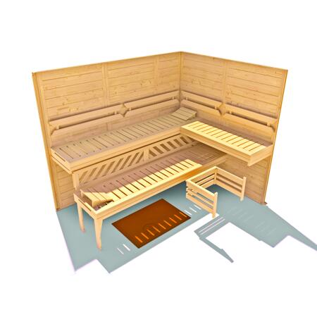 6. Bild von Massivholz-Elementsauna 'Kemi 5' 245 x 193 x 200 cm mit Glastür