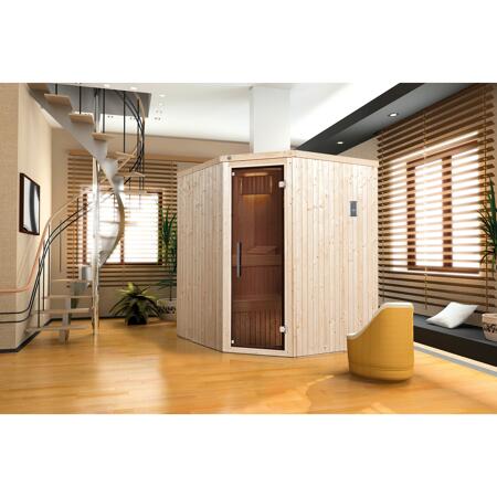 2. Bild von Elementsauna 'Kiruna 2' 194 x 177 x 199 cm mit Glastür und 4,5 kW BioS-Ofenset 230 V