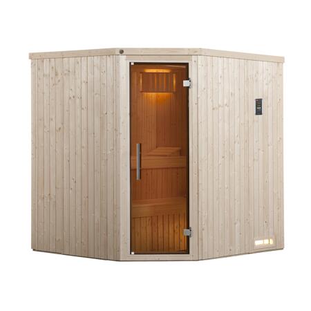 3. Bild von Elementsauna 'Kiruna 2' 194 x 177 x 199 cm mit Glastür und 4,5 kW BioS-Ofenset 230 V