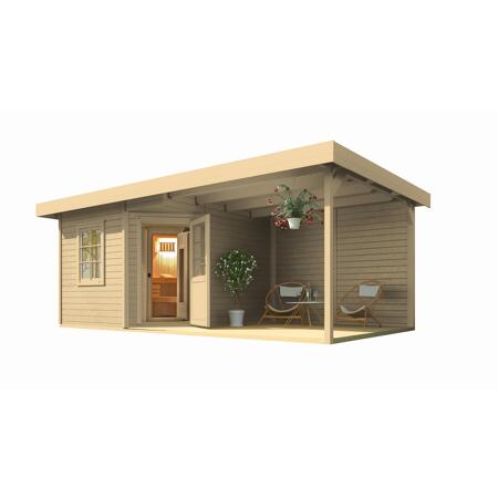 3. Bild von Saunahaus 'Salo 2' natur mit Sauna Varberg 3 und 7,5 kW BioS-Ofenset, Steuerung 601 x 298 x 237 cm