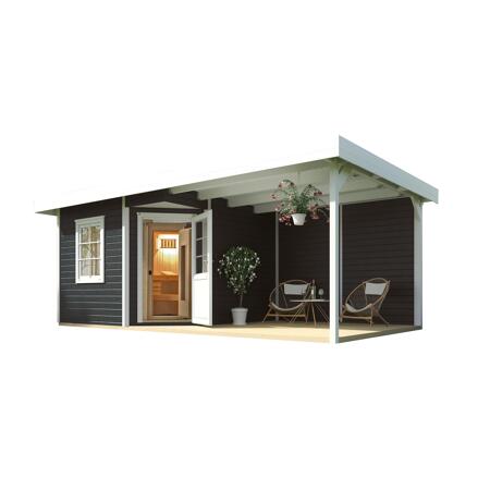 3. Bild von Saunahaus 'Salo 2' anthrazit mit Sauna Varberg 3 und 7,5 kW OS-Ofenset, Steuerung 601 x 298 x 237 cm