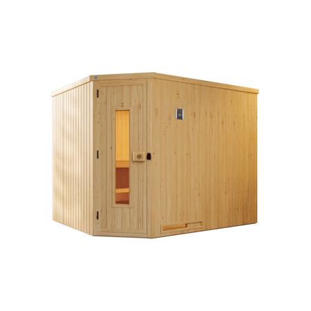 3. Bild von Elementsauna 'Varberg 4' mit 7,5 kW BioS-Ofenset, Steuerung, Massivholztür 242 x 192 x 199 cm