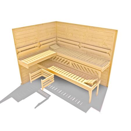 5. Bild von Elementsauna 'Varberg 4' mit 7,5 kW BioS-Ofenset, Steuerung, Massivholztür 242 x 192 x 199 cm
