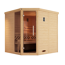 Massivholz-Elementsauna 'Kemi 2 Eck' mit 7,5 kW OS-Ofenset, Steuerung, Glastür, Fenster 188 x 188 x 200 cm