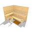 Massivholz-Elementsauna 'Kemi 2 Eck' mit 7,5 kW OS-Ofenset, Steuerung, Glastür, Fenster 188 x 188 x 200 cm