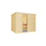 Premium-Massivholzsauna 'Bergen 3' mit 7,5 kW BioS-Ofenset, Steuerung, Glastür 238 x 188 x 205 cm