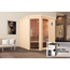 Verkleinertes Bild von Premium-Massivholz-Sauna 'Turku 2 Eck' mit 7,5 kW OS-Ofenset, Steuerung, Glastür, Fenster 188 x 188 x 205 cm