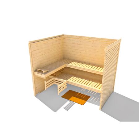 6. Bild von Design-Sauna 'Cubilis 2' mit 7,5 kW BioS-Ofenset, Steuerung, Glastür, Fenster 198 x 198 x 205 cm