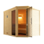 Design-Sauna 'Cubilis 3' mit 7,5 kW BioS-Ofenset, Steuerung, Glastür, Fenster 248 x 198 x 205 cm