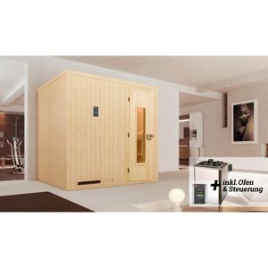 Elementsauna 'Halmstad 1' mit 7,5 kW OS-Ofenset, Steuerung, Massivolztür 192 x 141 x 199 cm