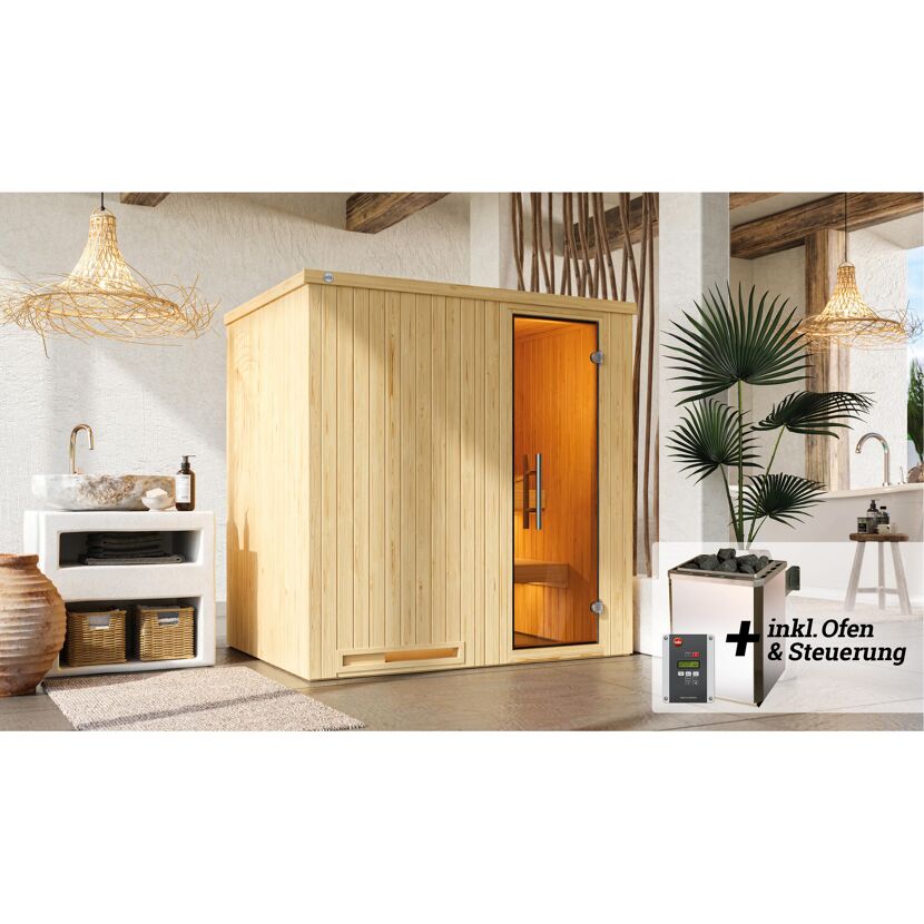 Sauna HALMSTAD in hellem Holz