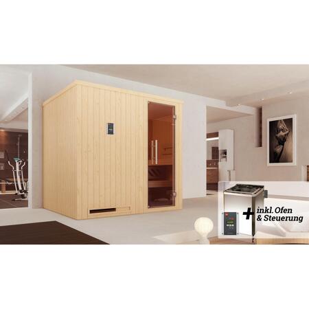 2. Bild von Elementsauna 'Halmstad 2' mit 7,5 kW BioS-Ofenset, Steuerung, Glastür 192 x 175 x 199 cm