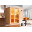 Premium-Massivholzsauna 'Bergen 1.8' mit 7,5 kW OS-Ofenset, Steuerung, Glastür, Fenster 188 x 171 x 205 cm