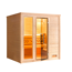 Premium-Massivholzsauna 'Bergen 1.8' mit 7,5 kW OS-Ofenset, Steuerung, Glastür, Fenster 188 x 171 x 205 cm