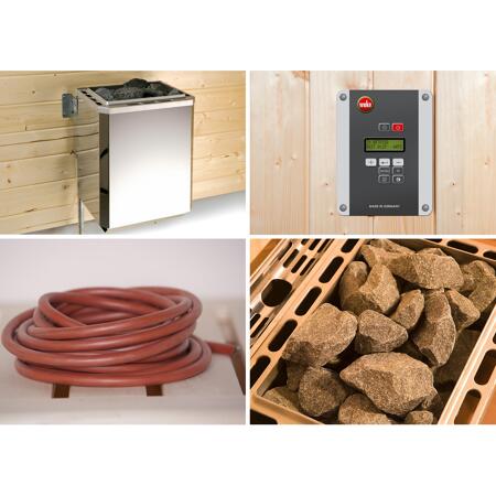 4. Bild von Massivholz-Sauna 'Valida 1' mit 4,5 kW OS-Ofenset, Steuerung, Glastür 137 x 137 x 203,5 cm