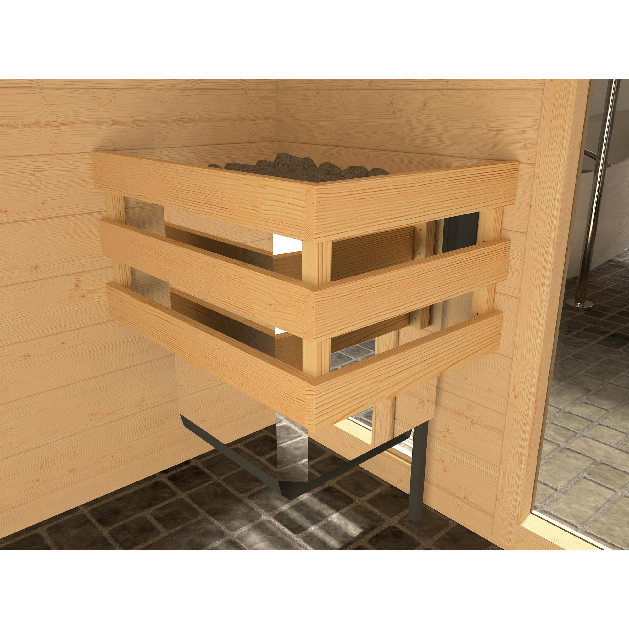 Massivholz-Sauna 'Valida 1' mit 4,5 kW OS-Ofenset, Steuerung, Glastür 137 x 137 x 203,5 cm + product picture
