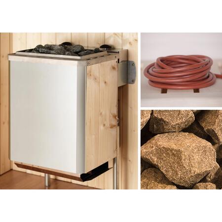 4. Bild von Massivholz-Sauna 'Valida 4' mit 9 kW K-Ofenset, integrierter Steuerung, Glastür 237 x 187 x 203,5 cm