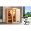 Verkleinertes Bild von Massivholz-Sauna 'Valida 1 Eck' mit 5,4 kW K-Ofenset, integrierter Steuerung, Glastür, Fenster 187 x 137 x 203,5 cm