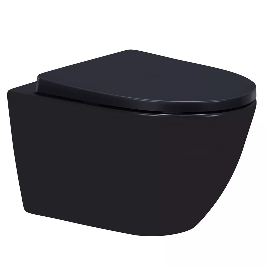 Wand-WC spülrandlos 'Nakia Twister Flush' inklusive WC-Sitz schwarz