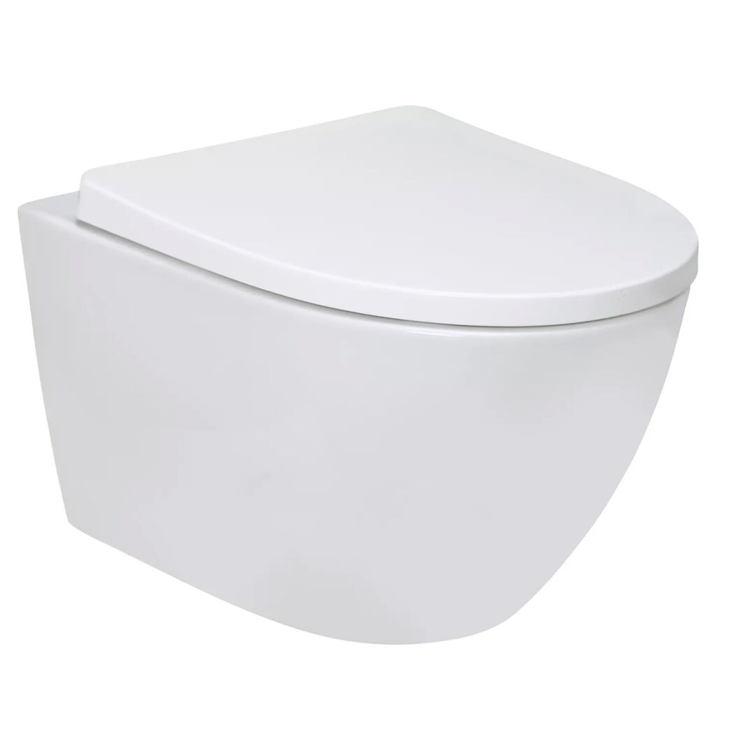 Wand-WC spülrandlos 'Nakia Twister Flush' inklusive WC-Sitz weiß