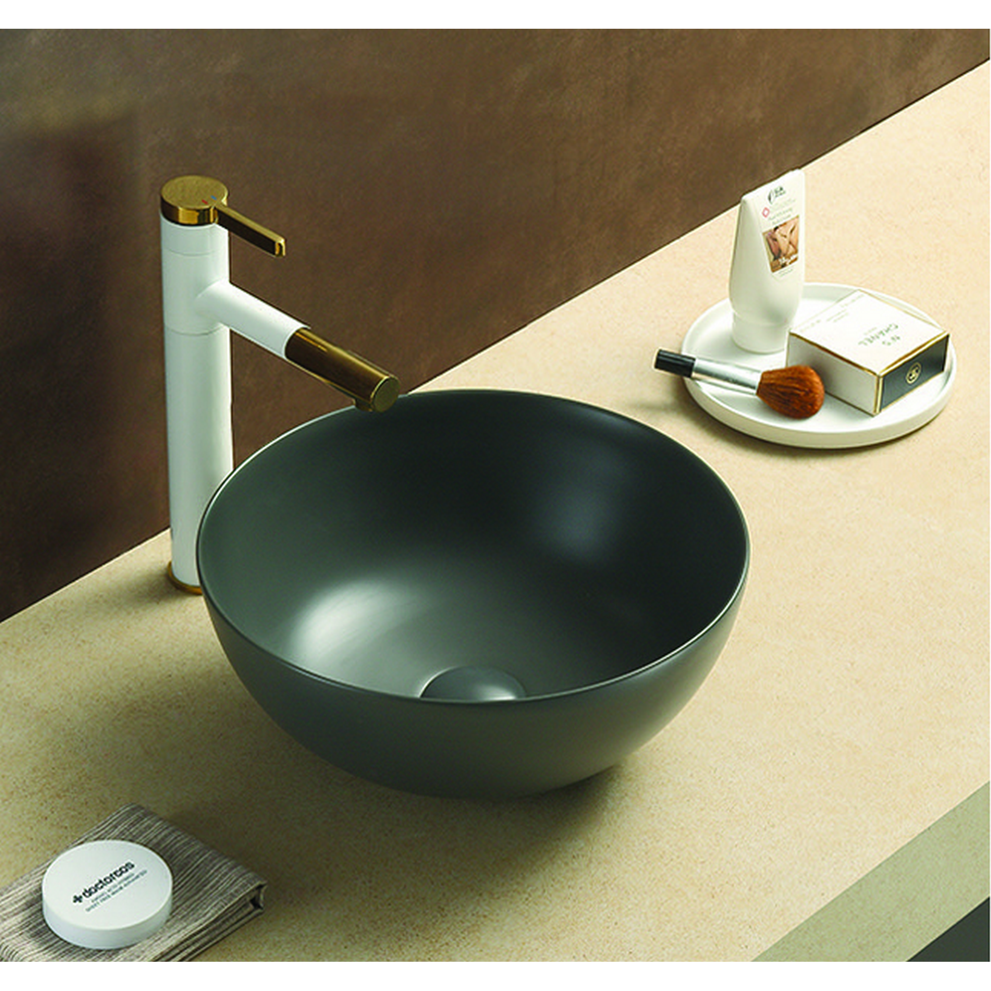Aufsatzwaschtisch 'Aves' Keramik matt dark grey Ø 35,8 x 15,5 cm + product picture