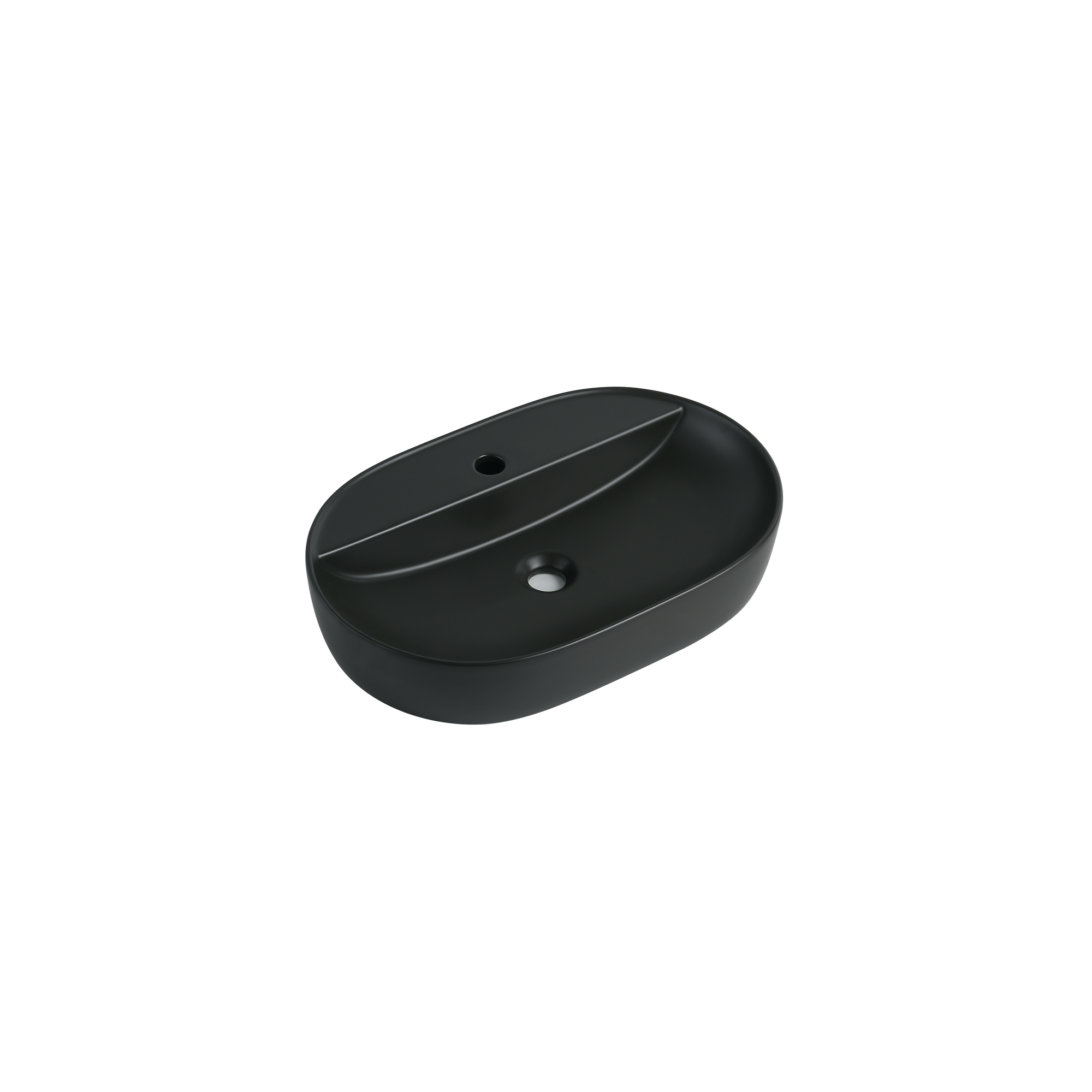 Aufsatzwaschtisch 'Tari' Keramik oval matt black 60,5 x 40 x 12 cm