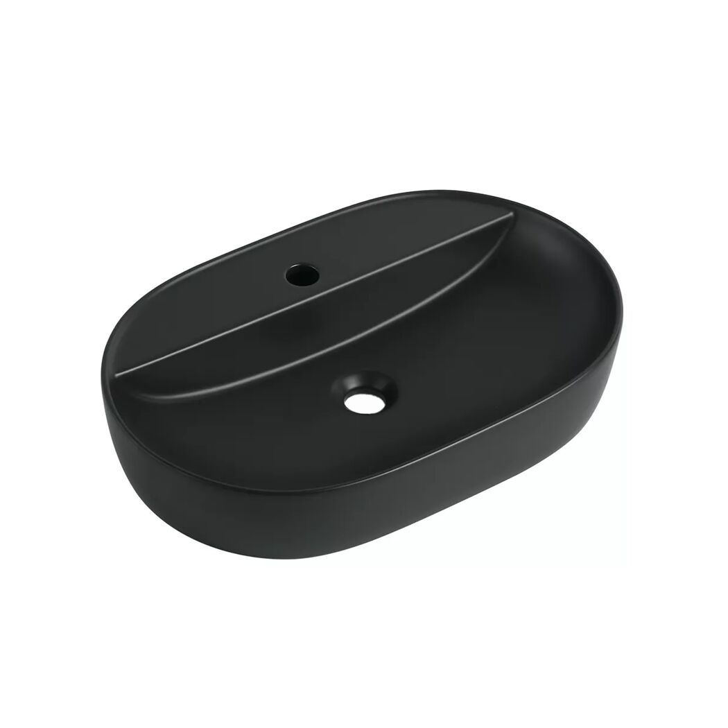 Aufsatzwaschbecken oval 'Tari' schwarz 60,5 x 12 x 40 cm