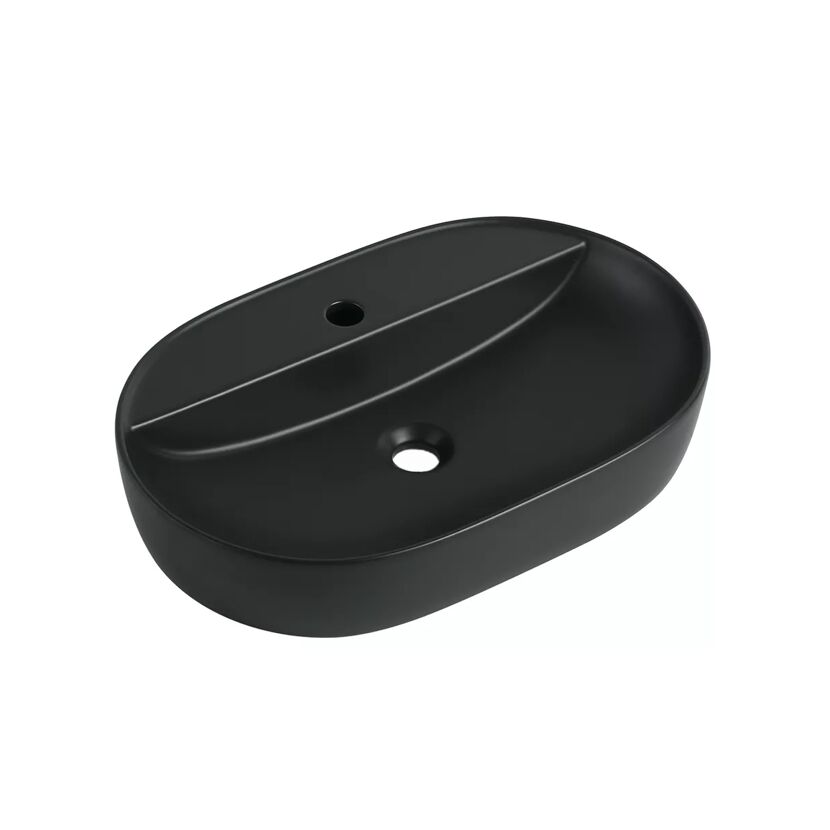 Aufsatzwaschbecken oval 'Tari' schwarz 60,5 x 12 x 40 cm