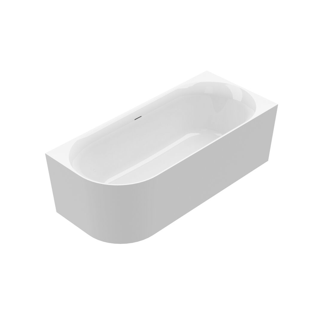 Weiße Badewanne in ovaler Form.