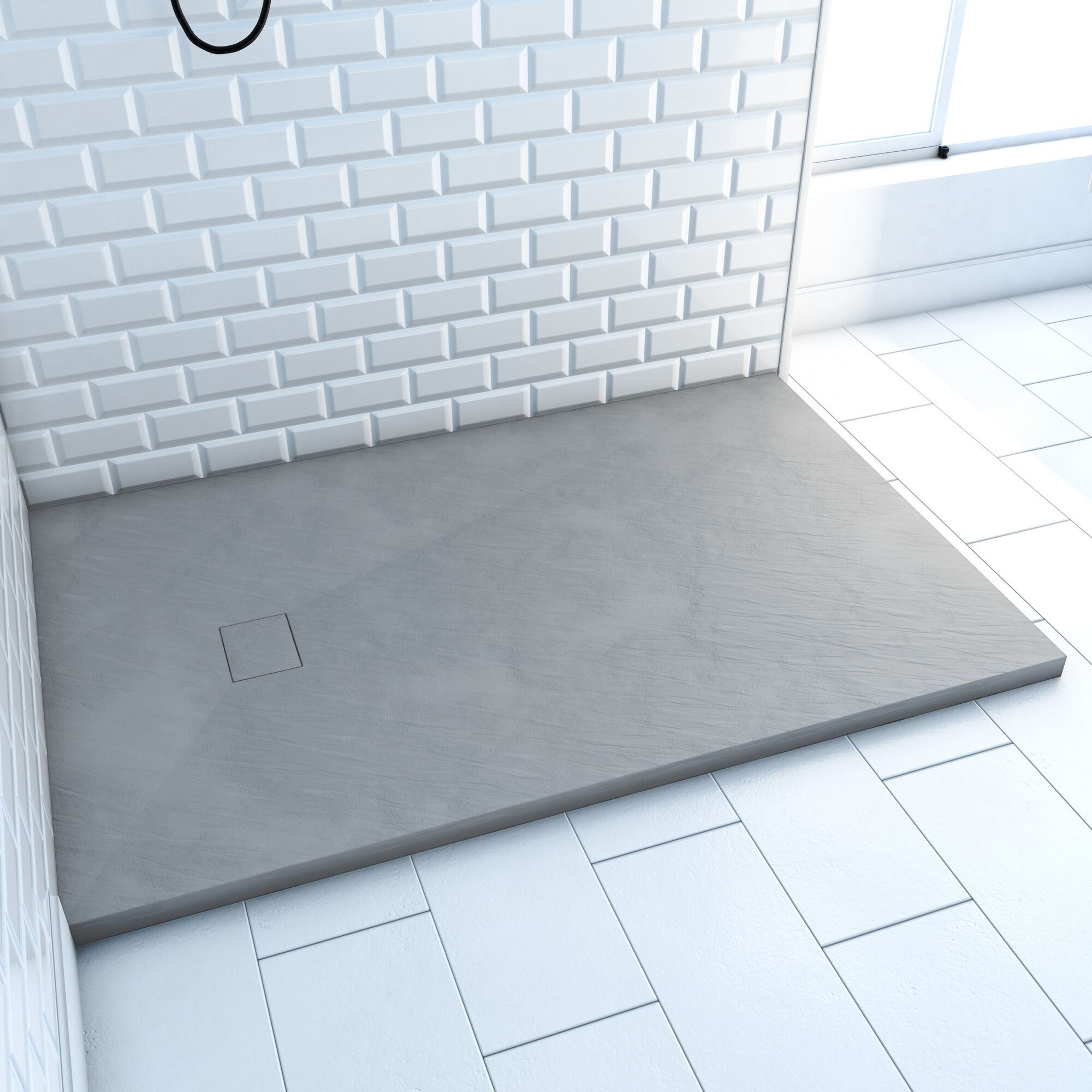 Duschwanne Stone mit quadratischem Ablauf