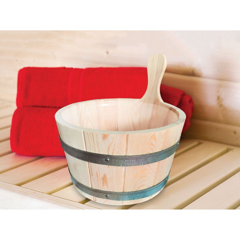 Saunakübel aus Holz mit Schöpfkelle